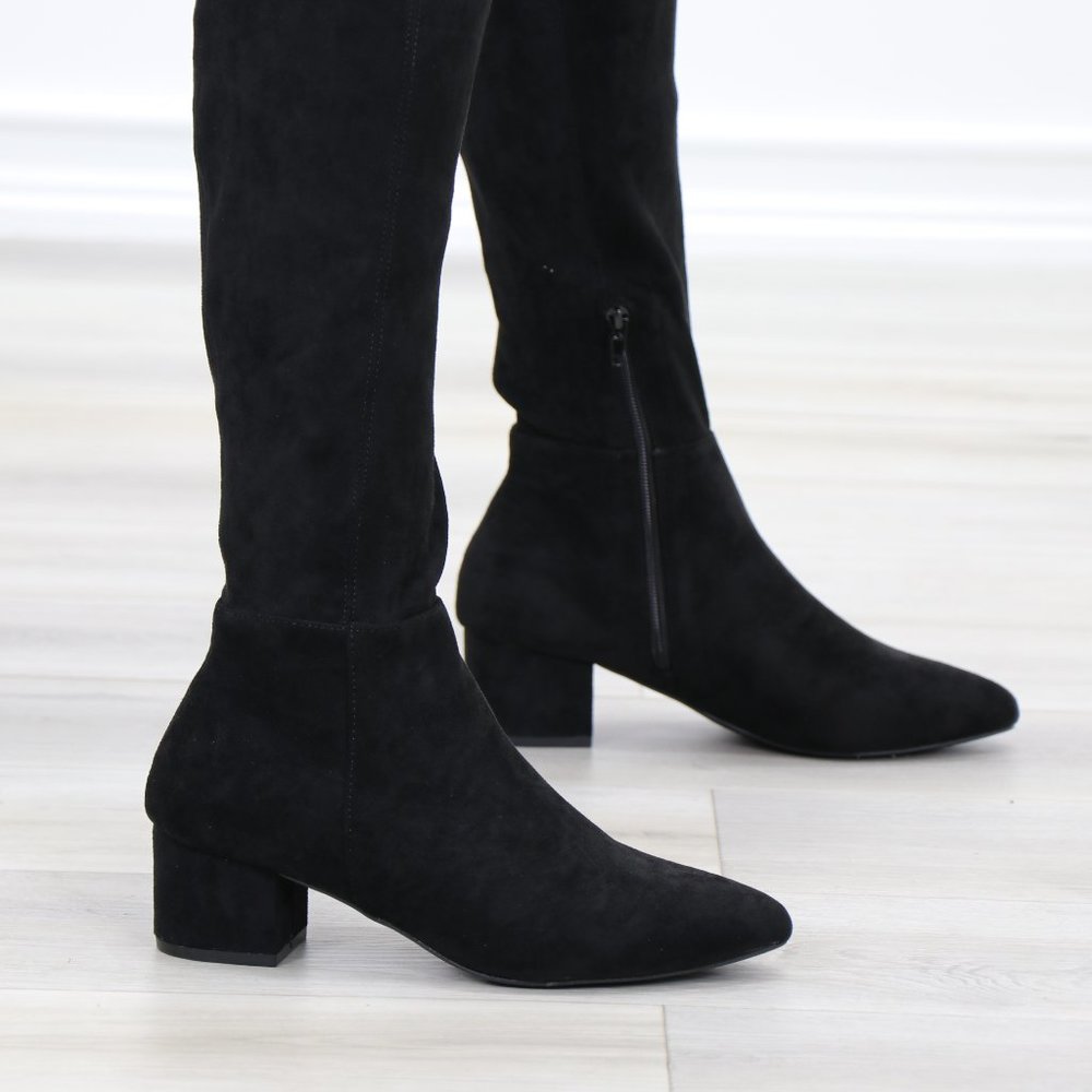 *Restock Over The Knee Black Boots Faux Suede - Picture 7 of 16